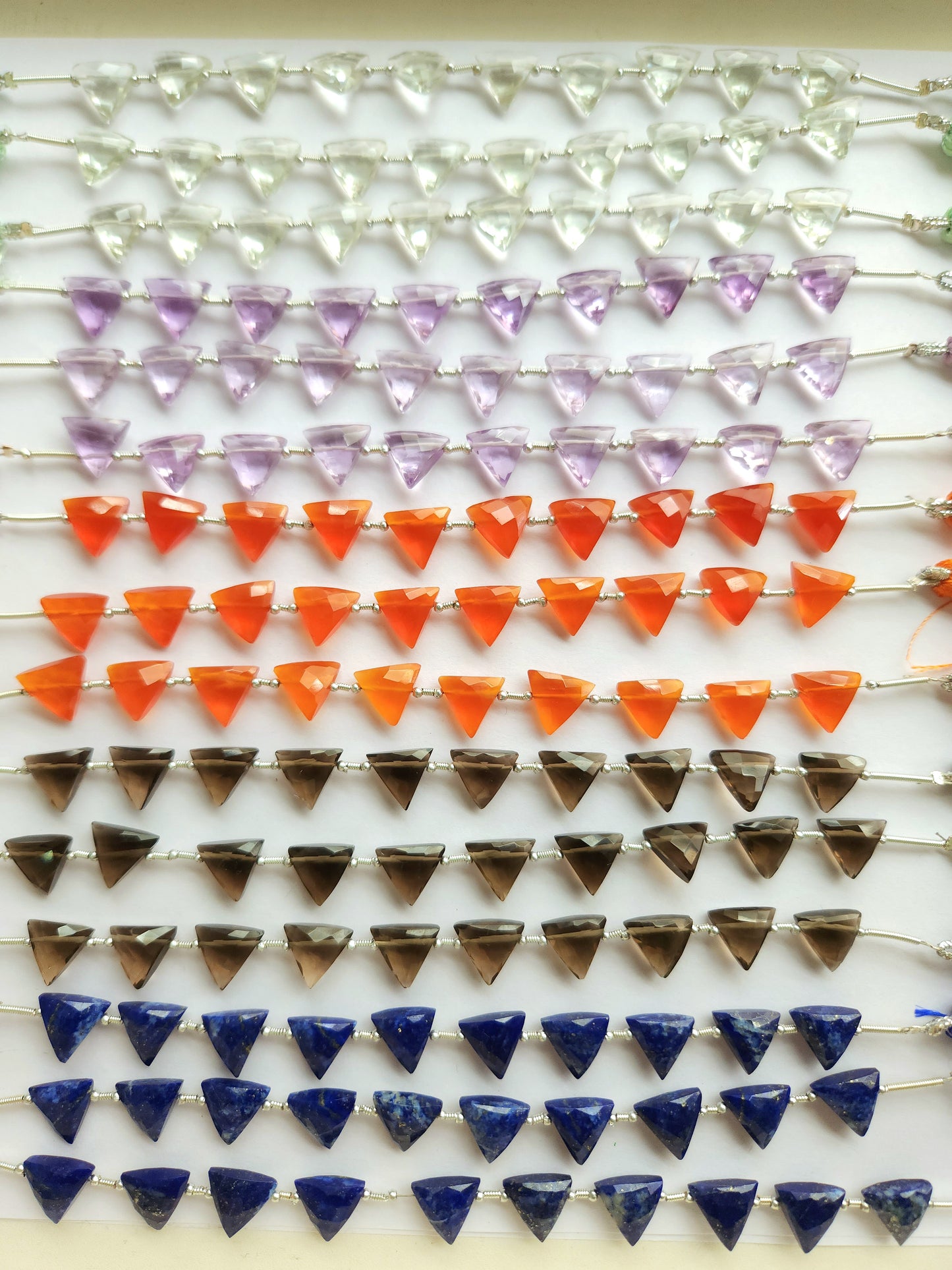 10 Pieces | Natural Gemstone Faceted Briolette Triangle Beads 10x10MM | Triangle Cut Beads