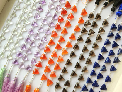 10 Pieces | Natural Gemstone Faceted Briolette Triangle Beads 10x10MM | Triangle Cut Beads