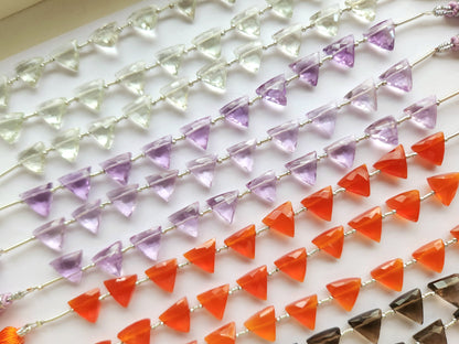 10 Pieces | Natural Gemstone Faceted Briolette Triangle Beads 10x10MM | Triangle Cut Beads