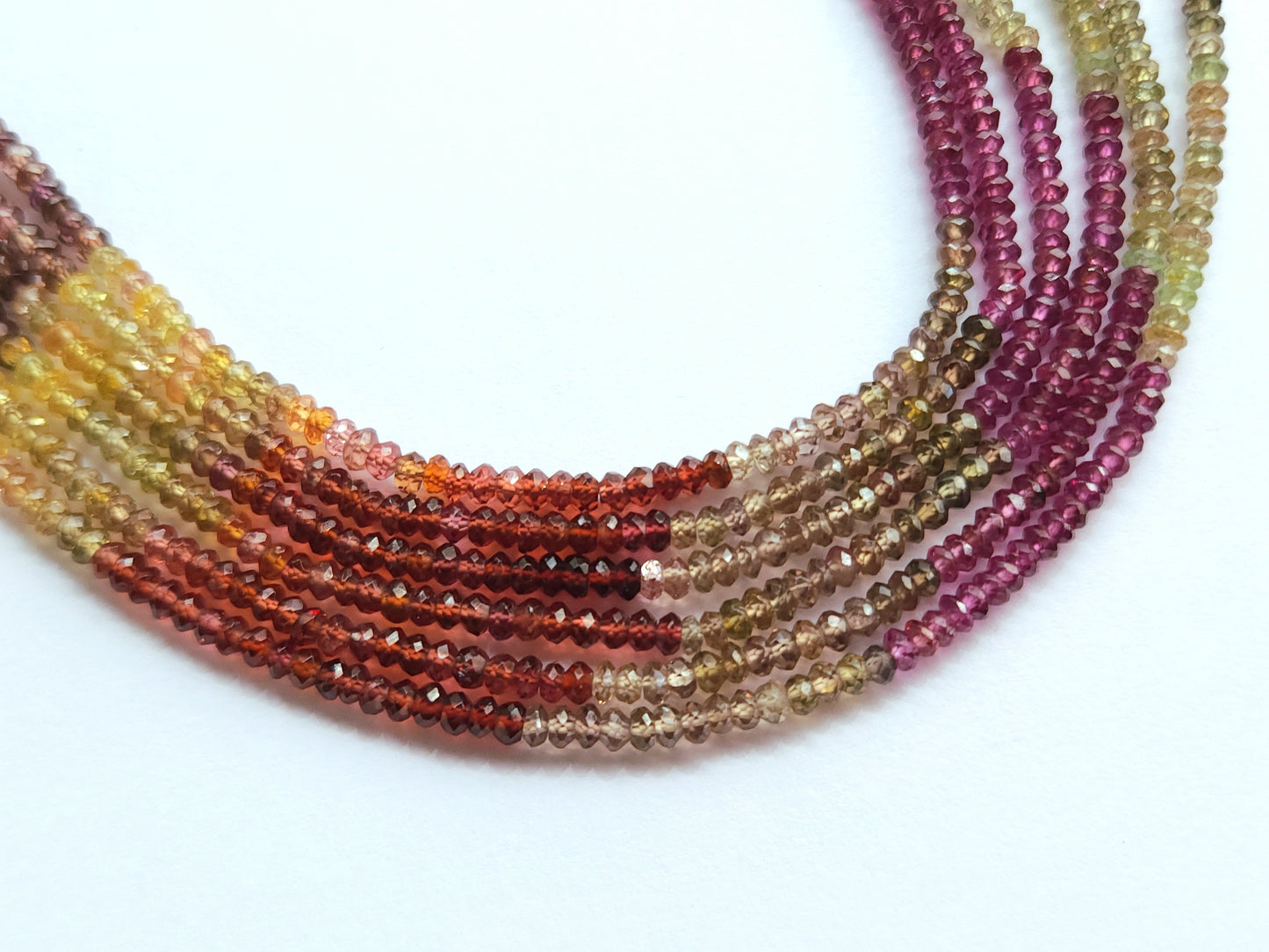 Natural Multi Garnet Faceted Rondelle Beads