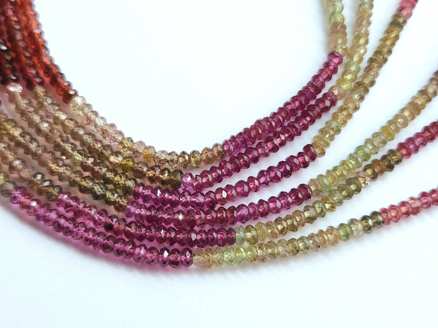 Natural Multi Garnet Faceted Rondelle Beads