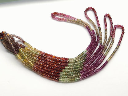 Natural Multi Garnet Gemstone Faceted Rondelle Shape Beads