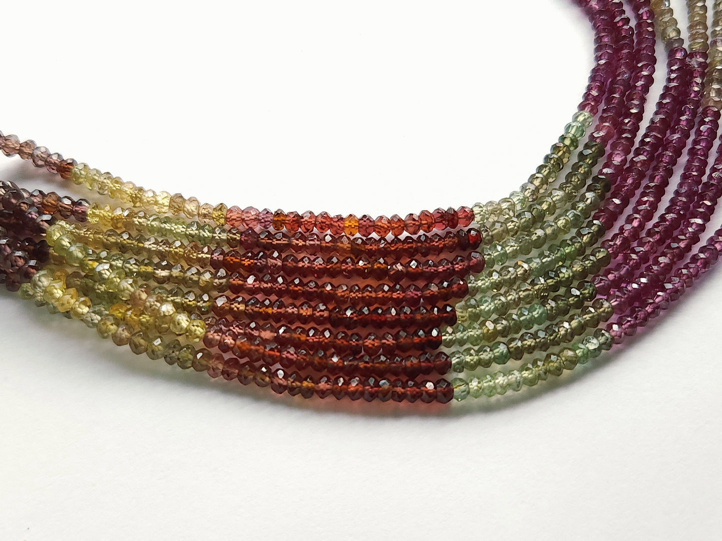 Natural Multi Garnet Gemstone Faceted Rondelle Shape Beads