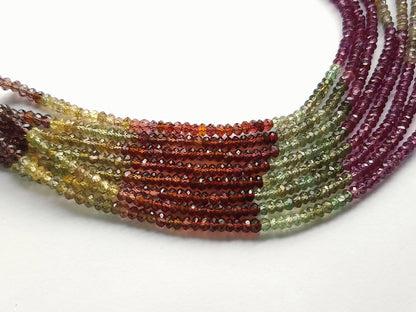 Natural Multi Garnet Gemstone Faceted Rondelle Shape Beads