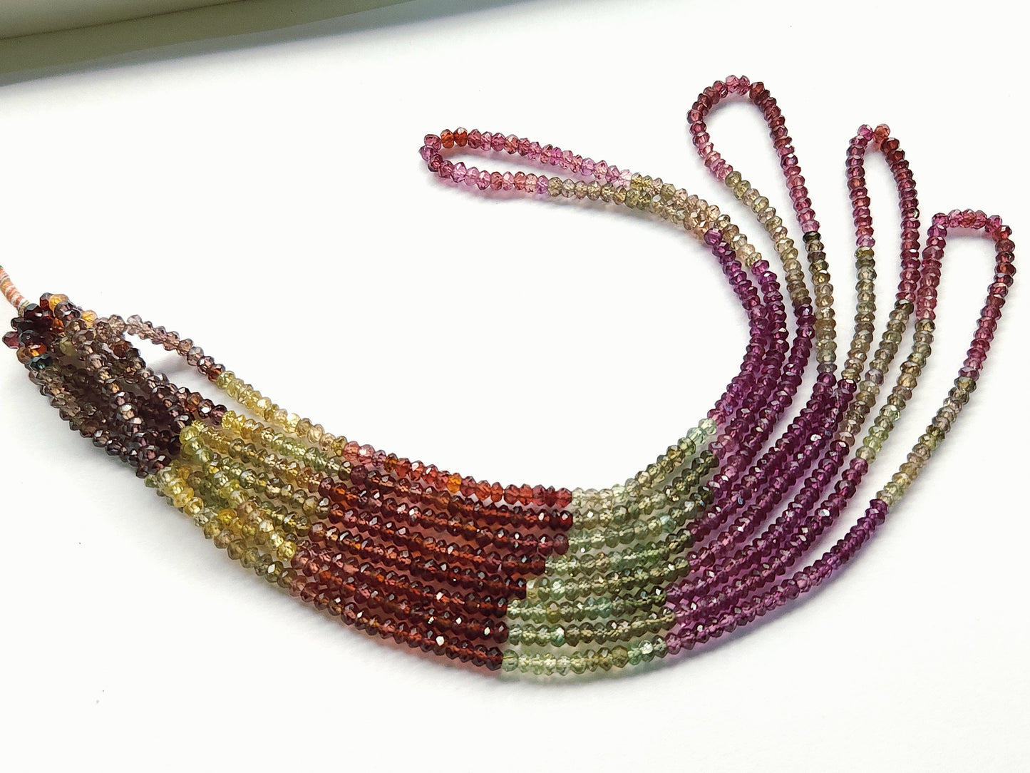 Natural Multi Garnet Gemstone Faceted Rondelle Shape Beads