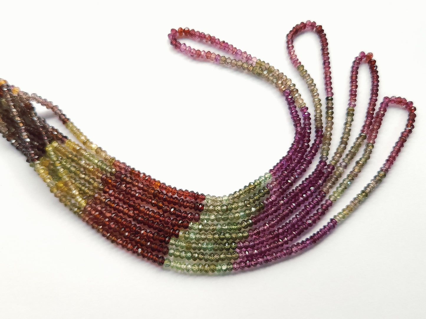 Natural Multi Garnet Gemstone Faceted Rondelle Shape Beads