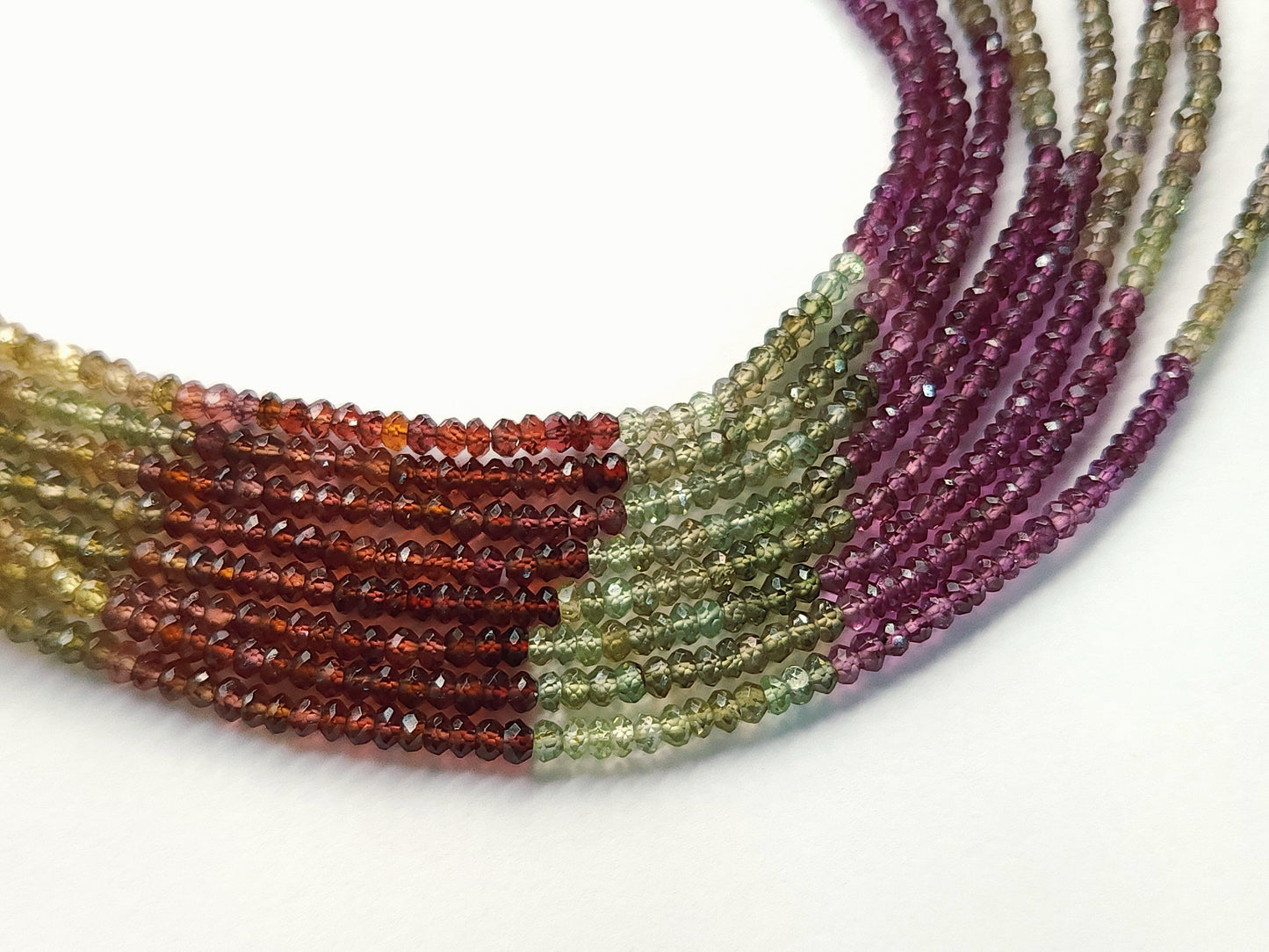 Natural Multi Garnet Gemstone Faceted Rondelle Shape Beads