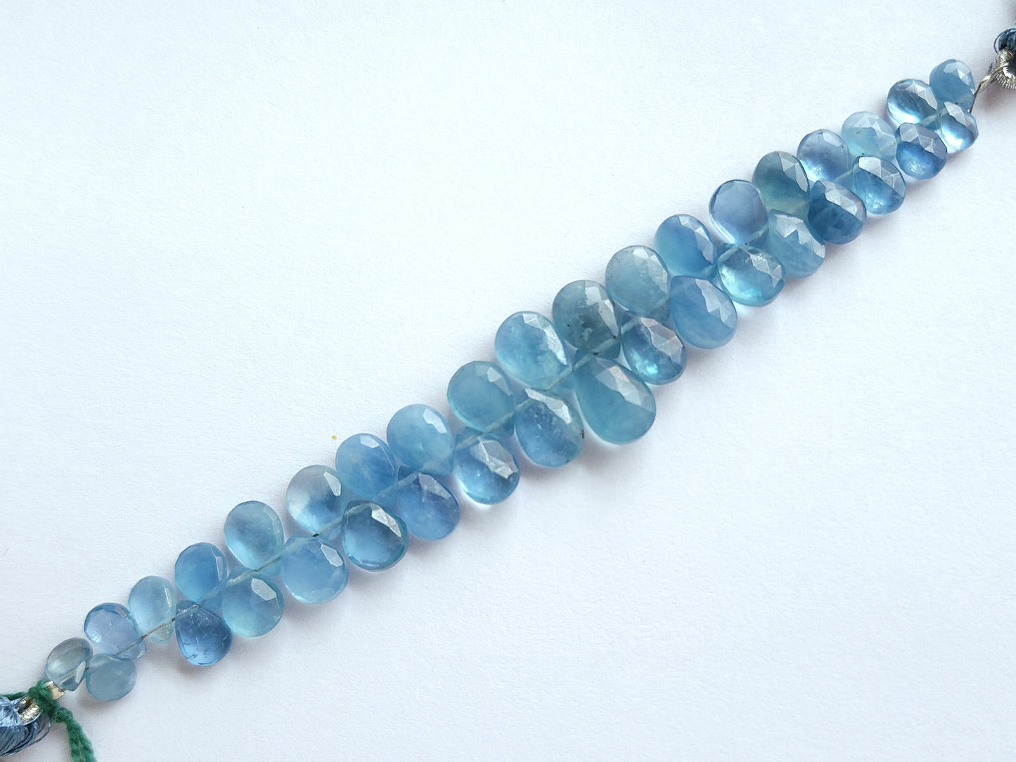 Natural Aquamarine Faceted Pear Briolette Beads