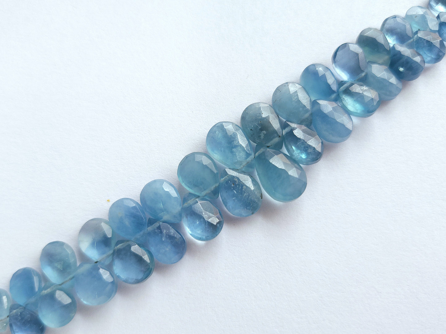 Natural Aquamarine Faceted Pear Briolette Beads