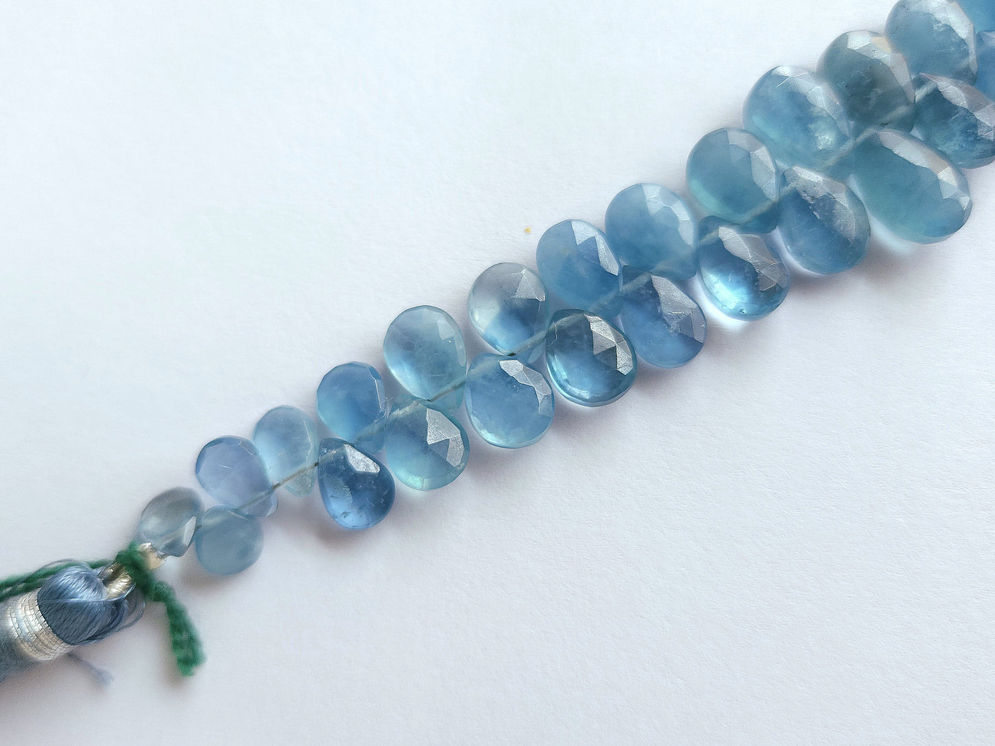Natural Aquamarine Faceted Pear Briolette Beads