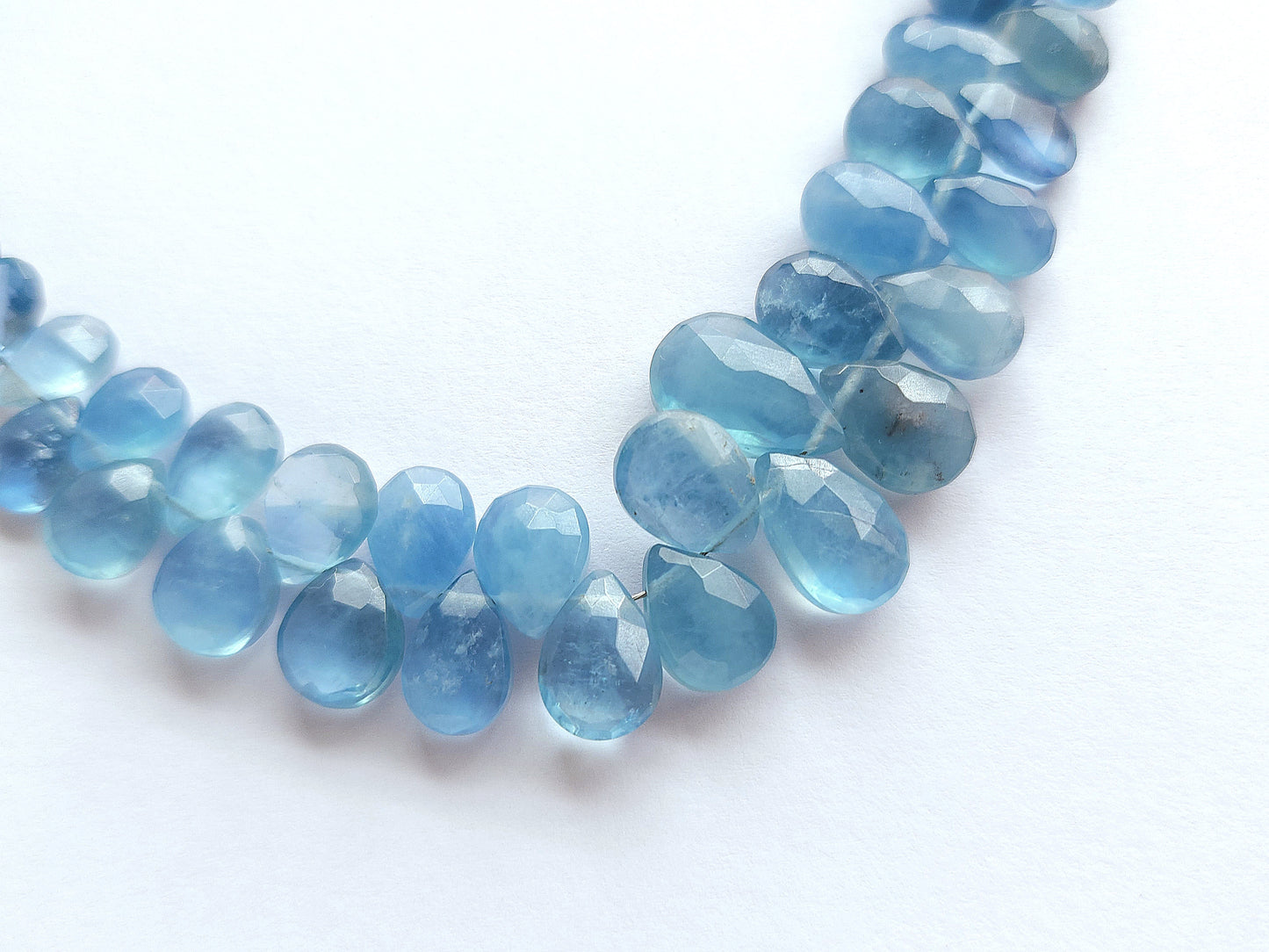 Natural Aquamarine Faceted Pear Briolette Beads