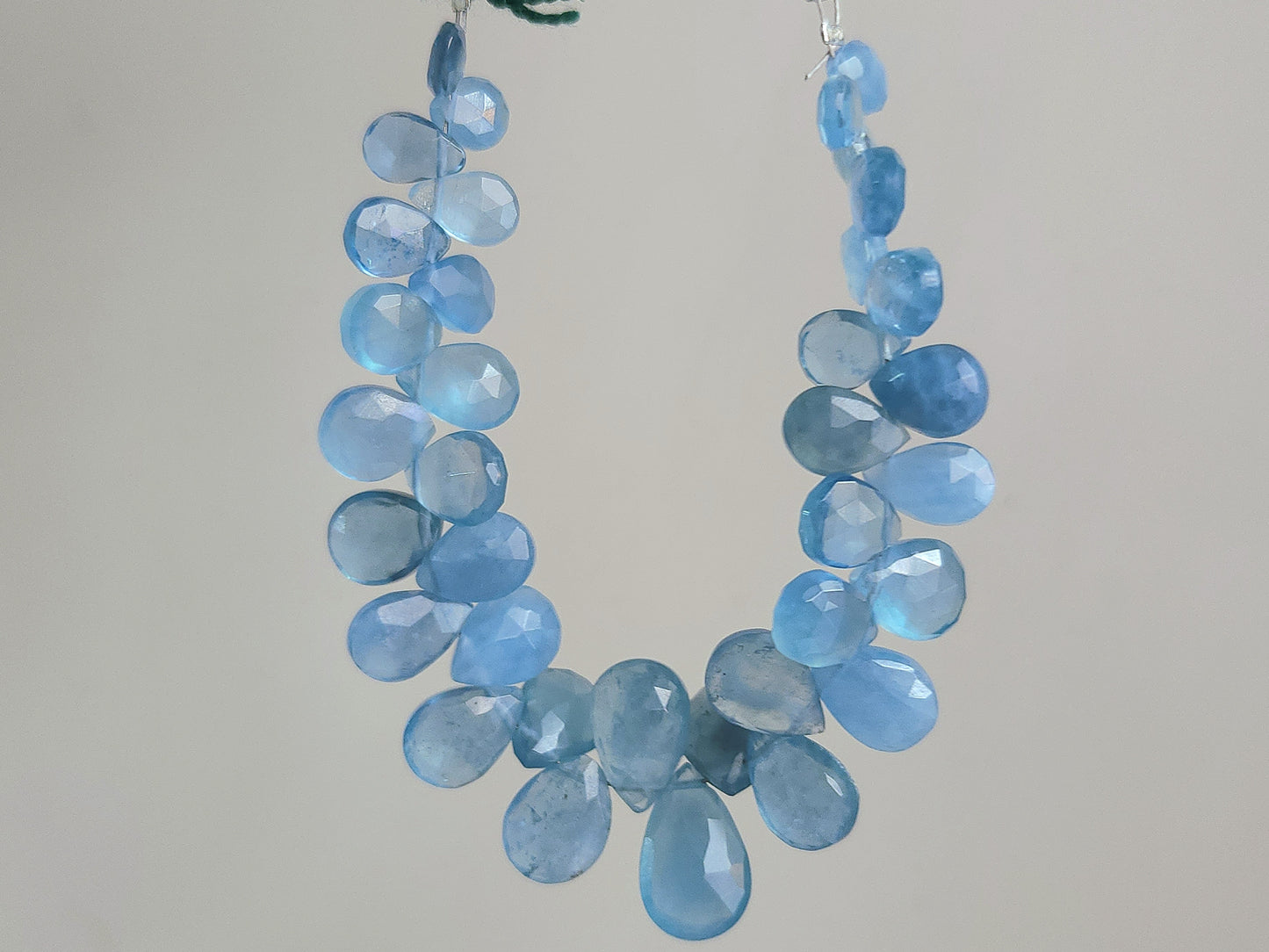 Natural Aquamarine Faceted Pear Briolette Beads