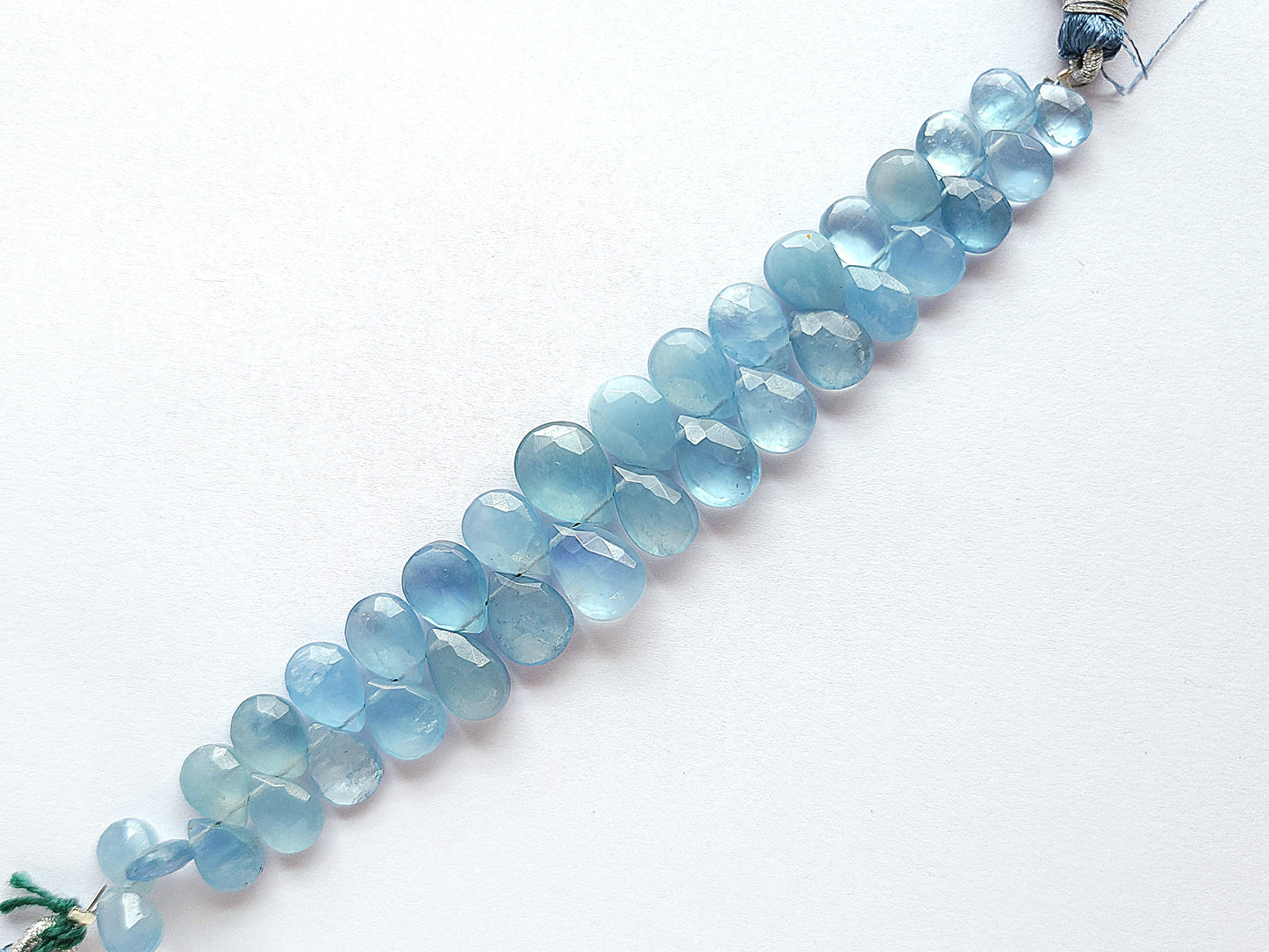 Natural Aquamarine Faceted Pear Briolette Beads