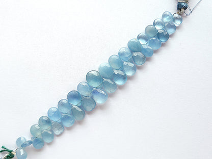 Natural Aquamarine Faceted Pear Briolette Beads