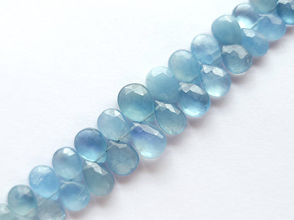 Natural Aquamarine Faceted Pear Briolette Beads