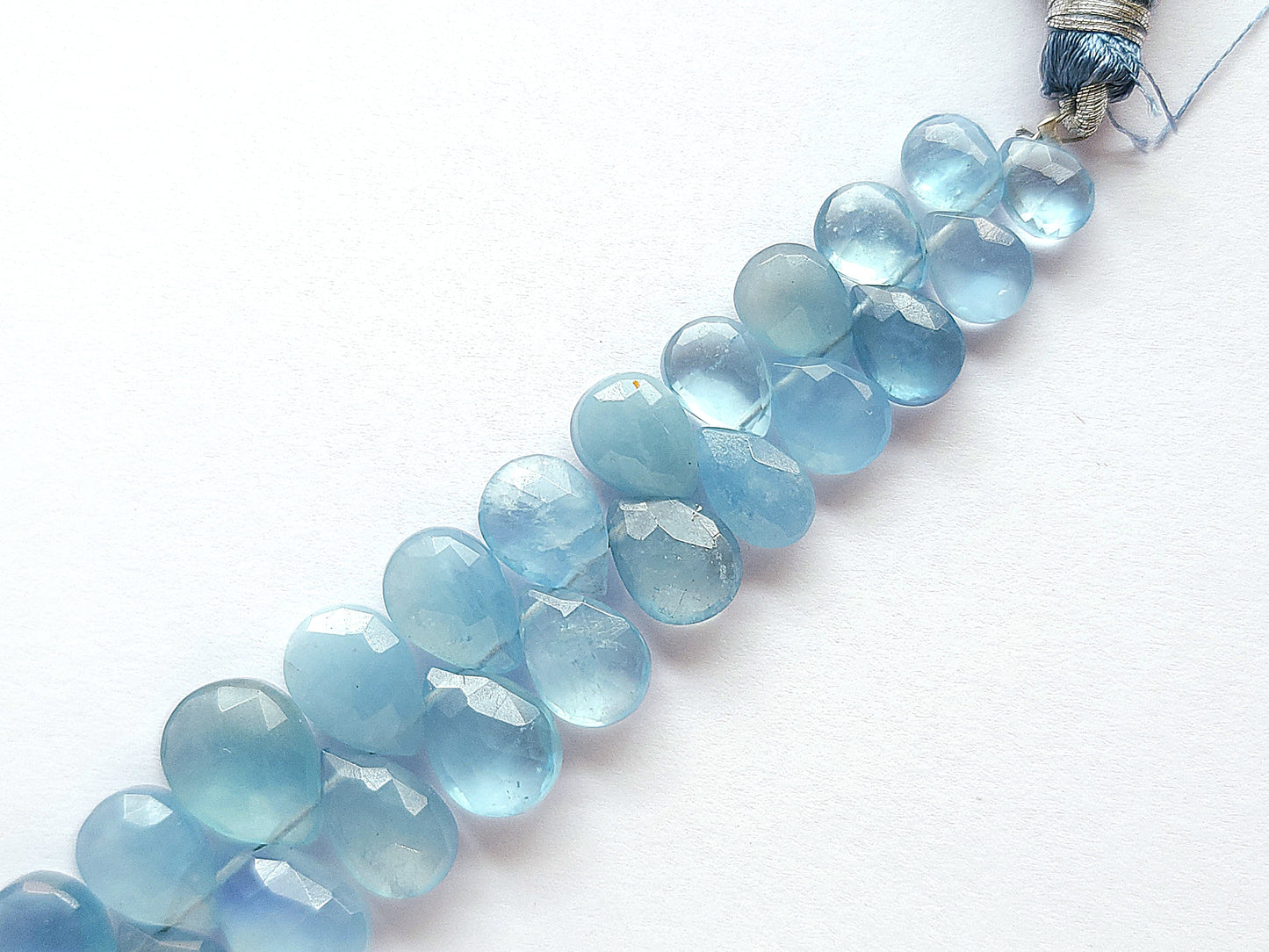 Natural Aquamarine Faceted Pear Briolette Beads