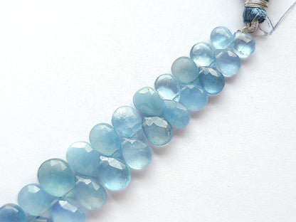 Natural Aquamarine Faceted Pear Briolette Beads