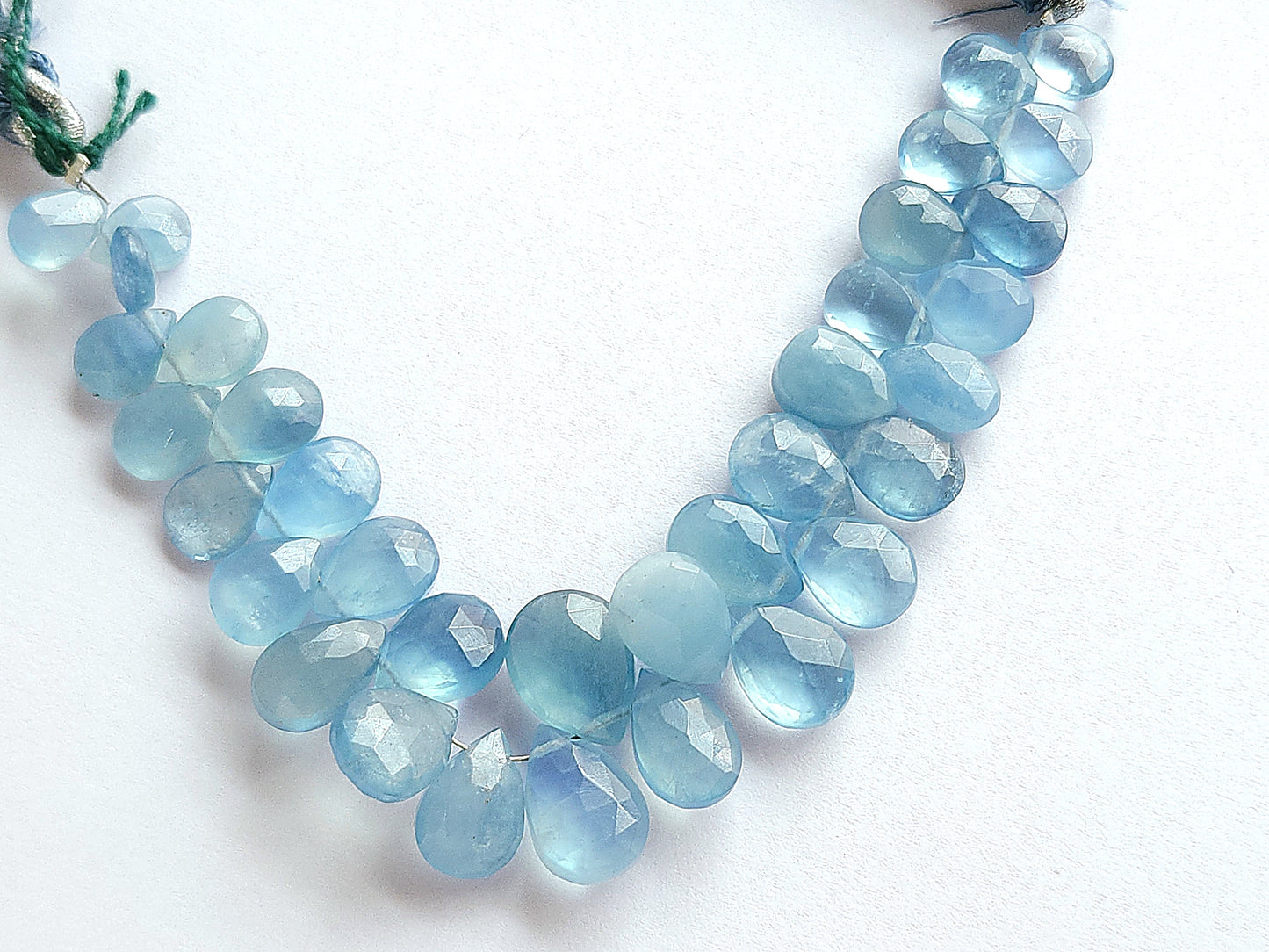 Natural Aquamarine Faceted Pear Briolette Beads