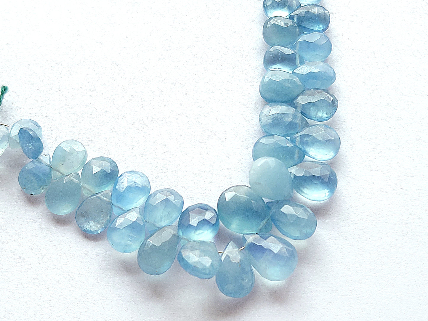 Natural Aquamarine Faceted Pear Briolette Beads
