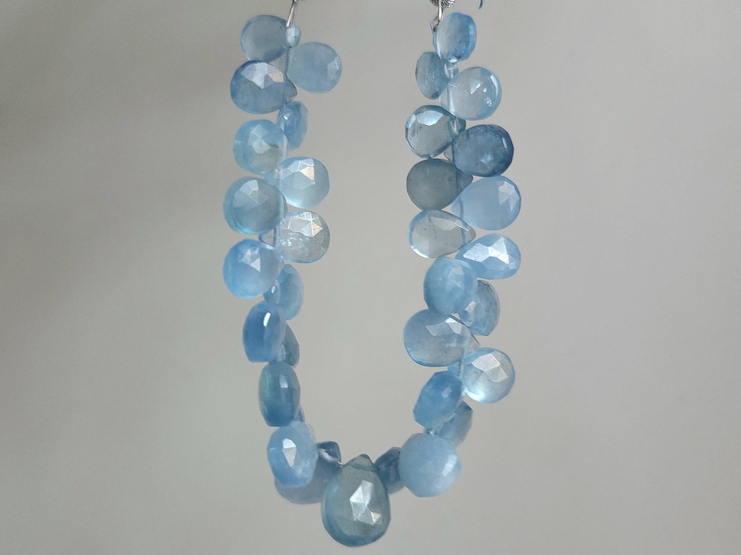Natural Aquamarine Faceted Pear Briolette Beads