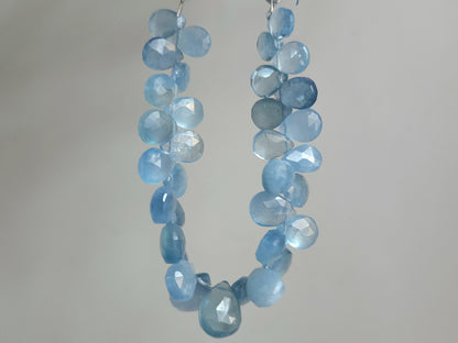 Natural Aquamarine Faceted Pear Briolette Beads