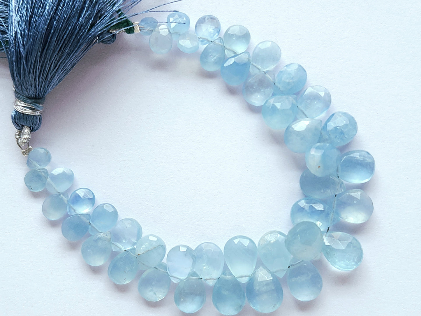 Natural Aquamarine Faceted Pear Briolette Beads