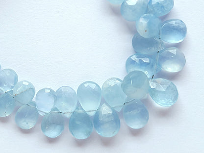 Natural Aquamarine Faceted Pear Briolette Beads