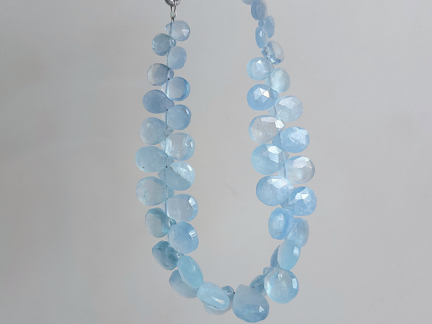 Natural Aquamarine Faceted Pear Briolette Beads