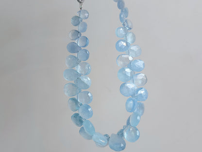 Natural Aquamarine Faceted Pear Briolette Beads