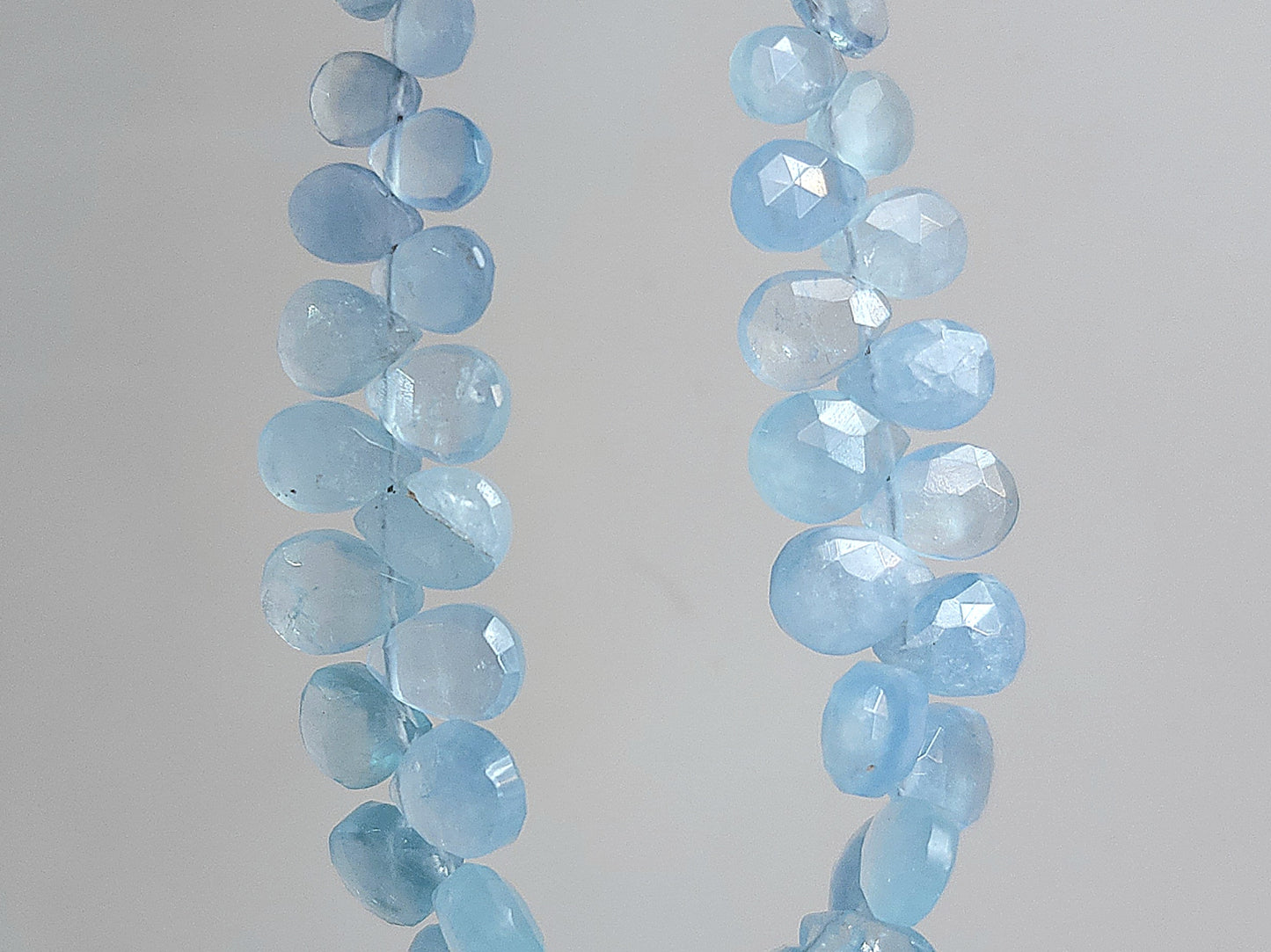Natural Aquamarine Faceted Pear Briolette Beads