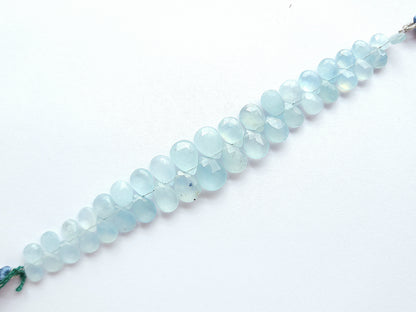 Natural Aquamarine Faceted Pear Briolette Beads