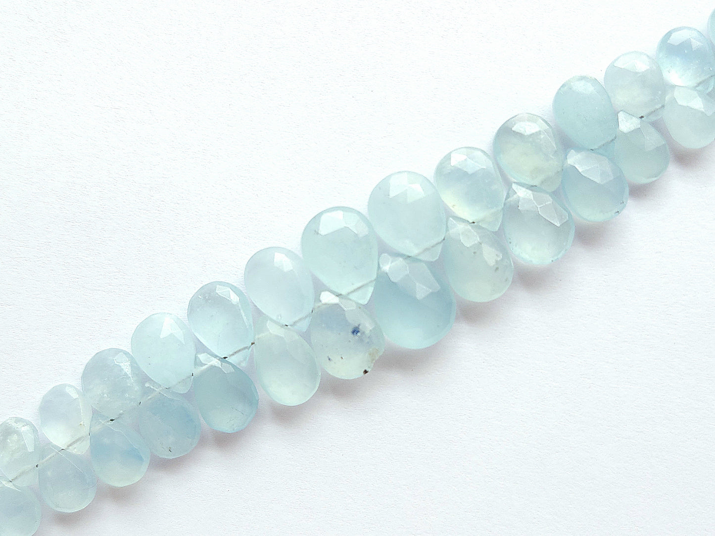 Natural Aquamarine Faceted Pear Briolette Beads