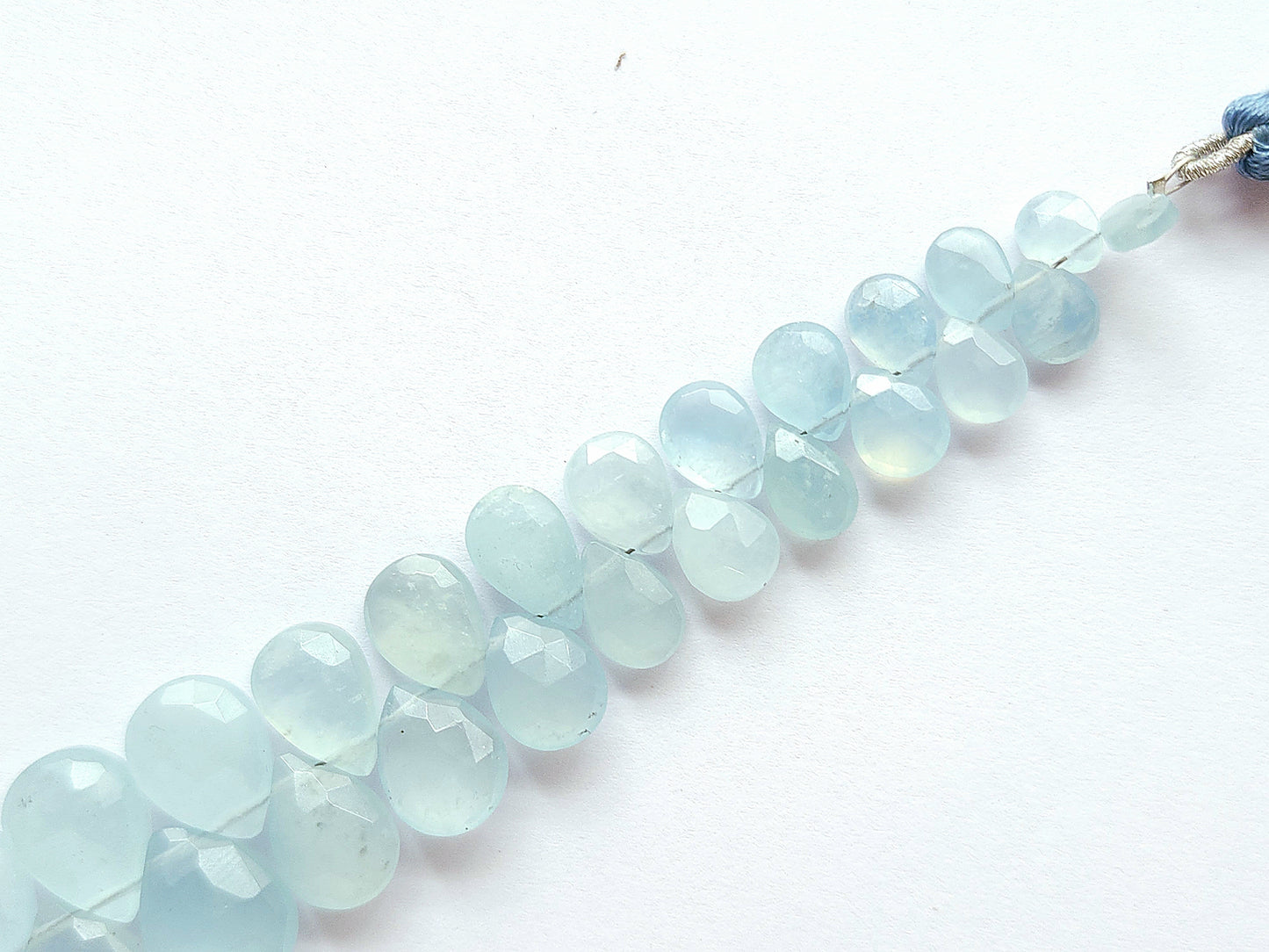Natural Aquamarine Faceted Pear Briolette Beads