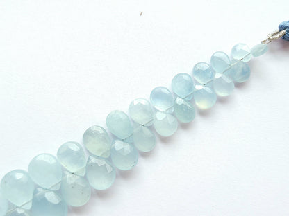 Natural Aquamarine Faceted Pear Briolette Beads