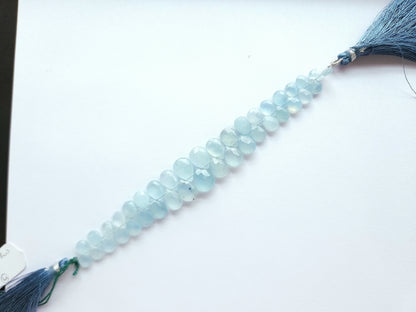 Natural Aquamarine Faceted Pear Briolette Beads