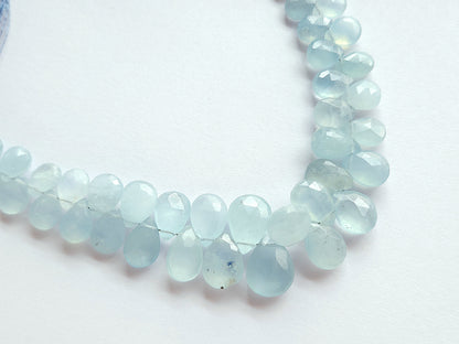 Natural Aquamarine Faceted Pear Briolette Beads