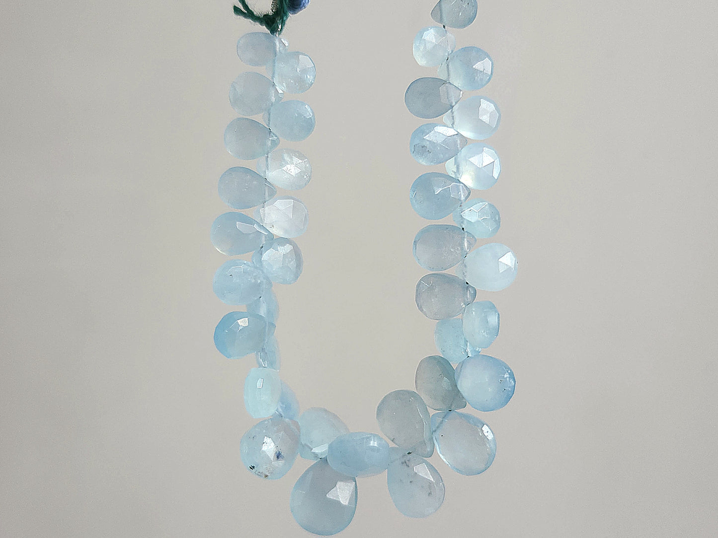 Natural Aquamarine Faceted Pear Briolette Beads