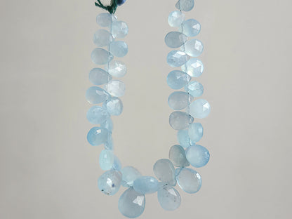 Natural Aquamarine Faceted Pear Briolette Beads