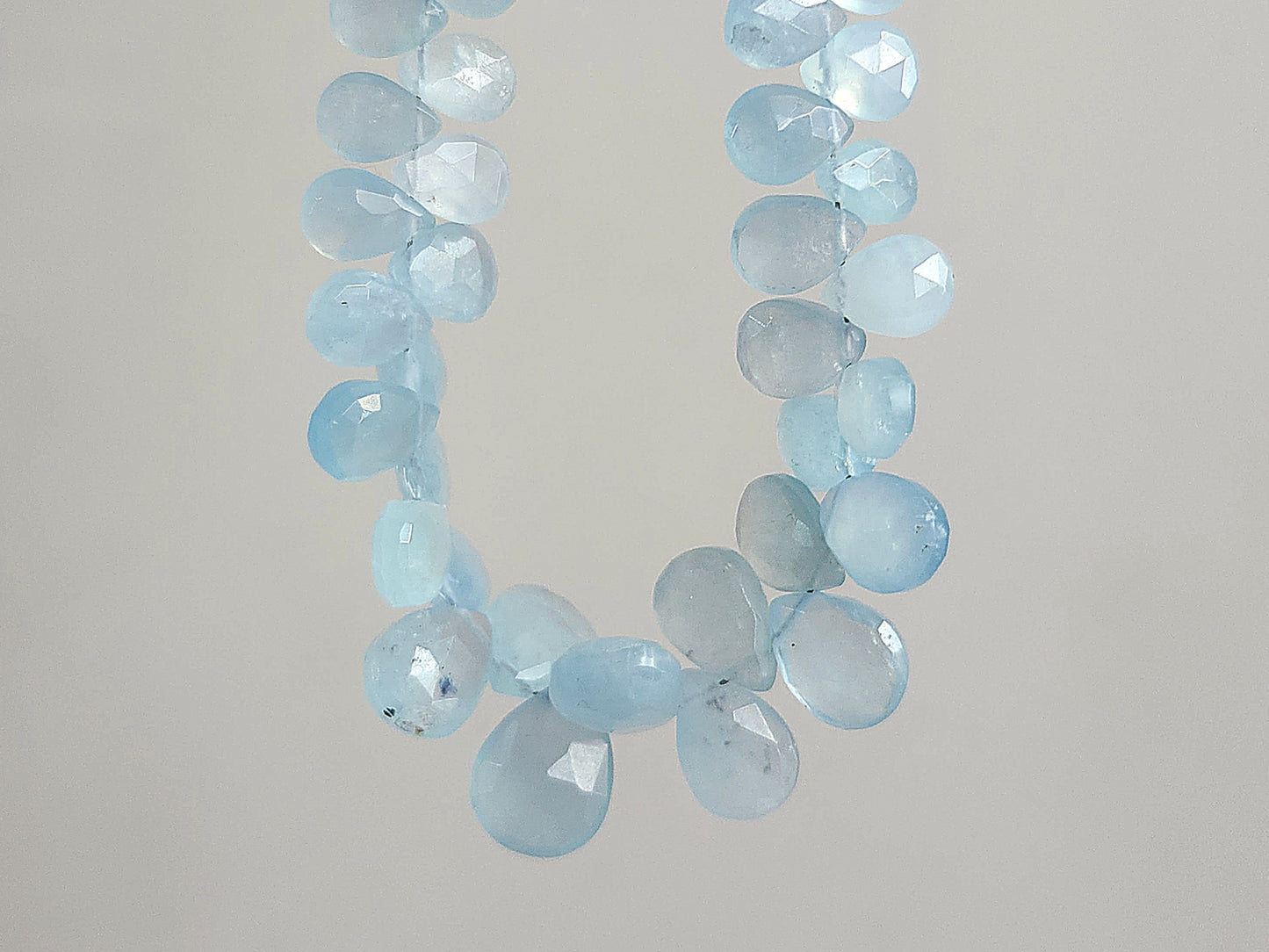 Natural Aquamarine Faceted Pear Briolette Beads