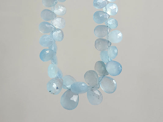 Natural Aquamarine Faceted Pear Briolette Beads