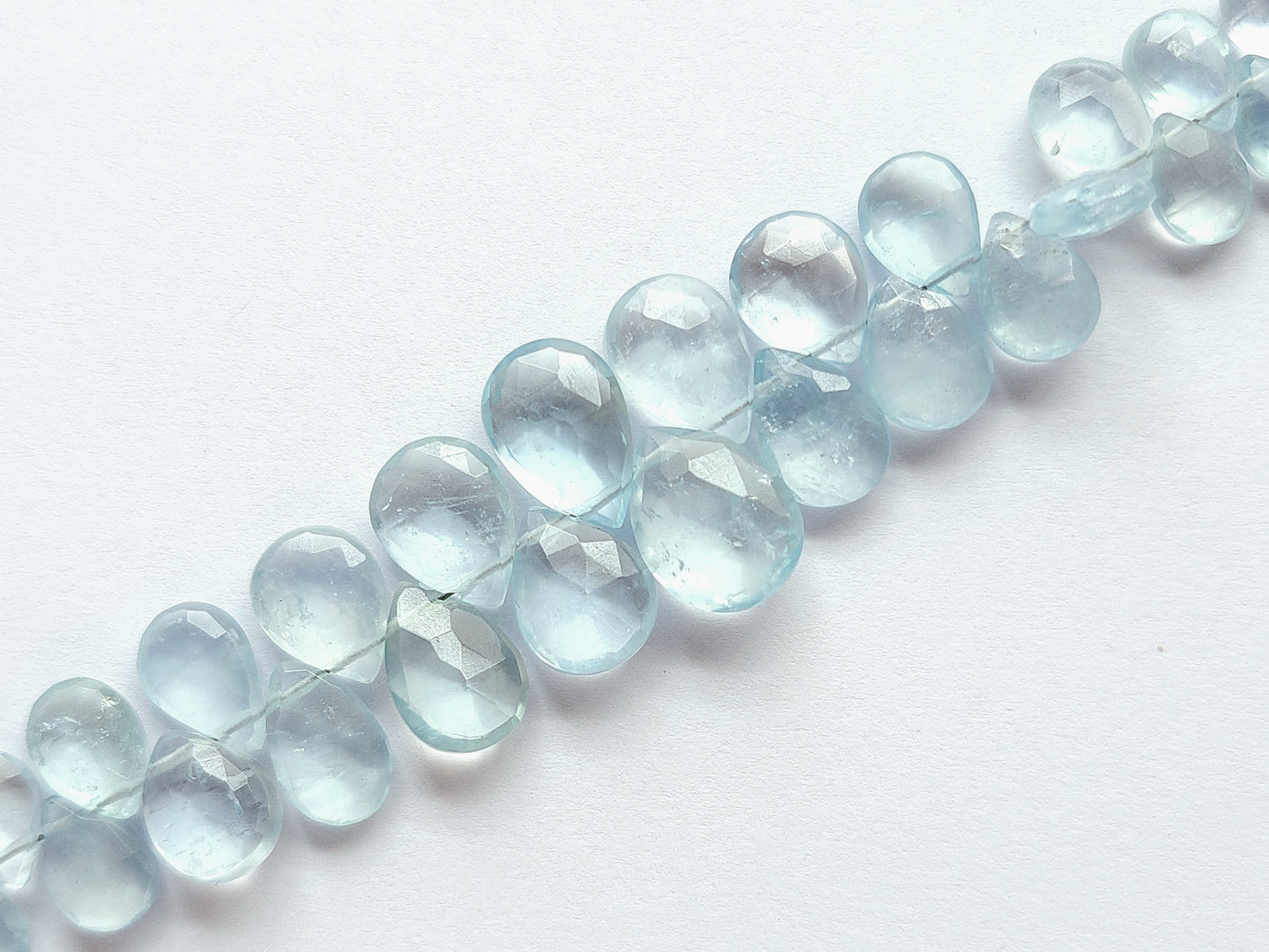 Natural Aquamarine Faceted Pear Briolette Beads