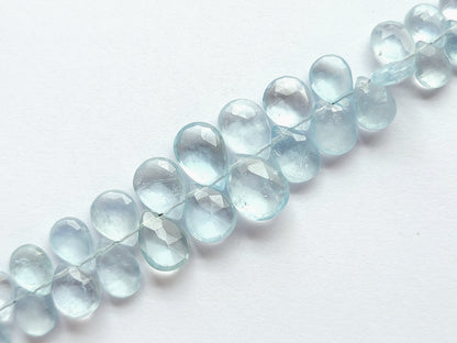 Natural Aquamarine Faceted Pear Briolette Beads
