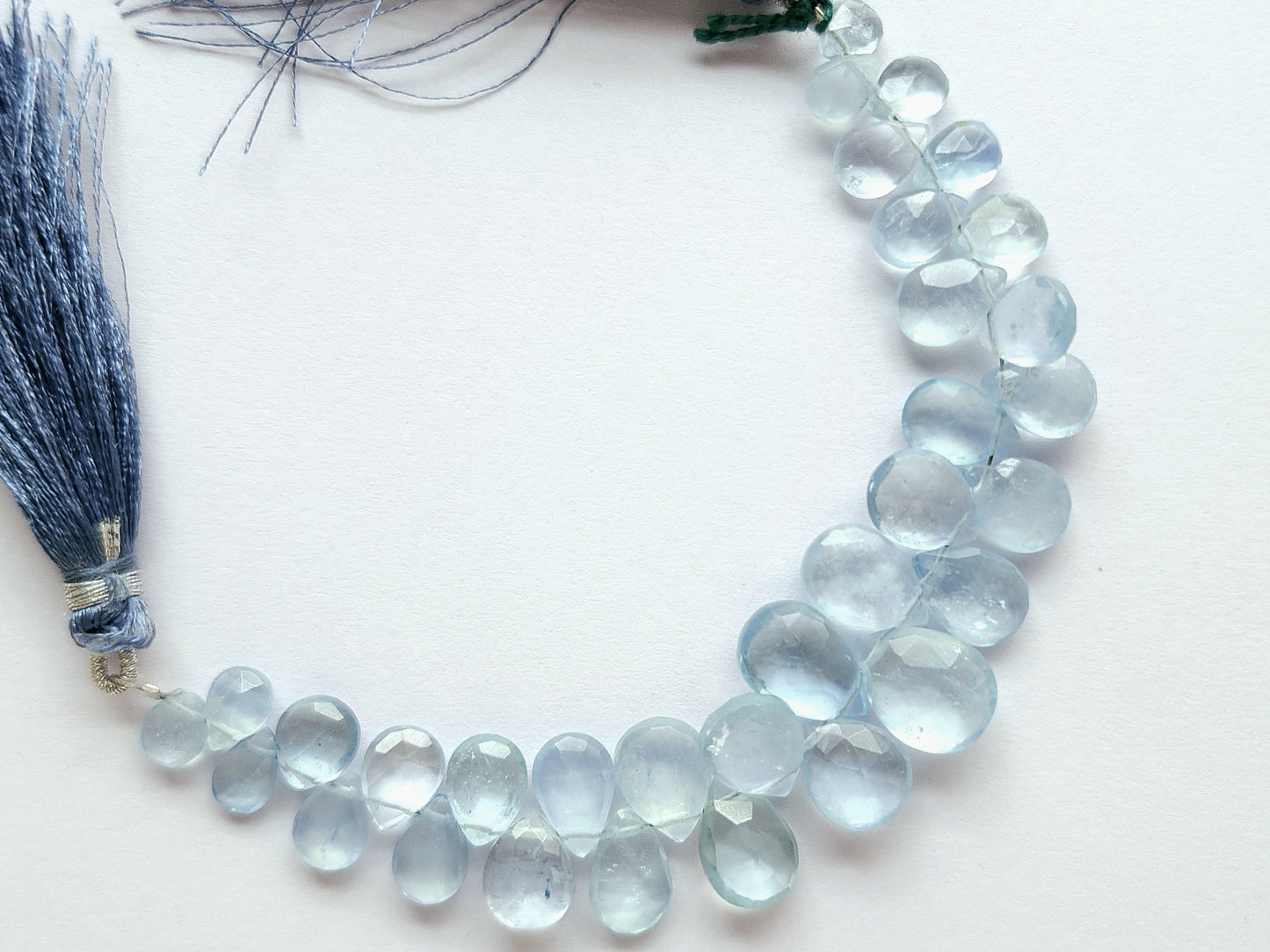 Natural Aquamarine Faceted Pear Briolette Beads