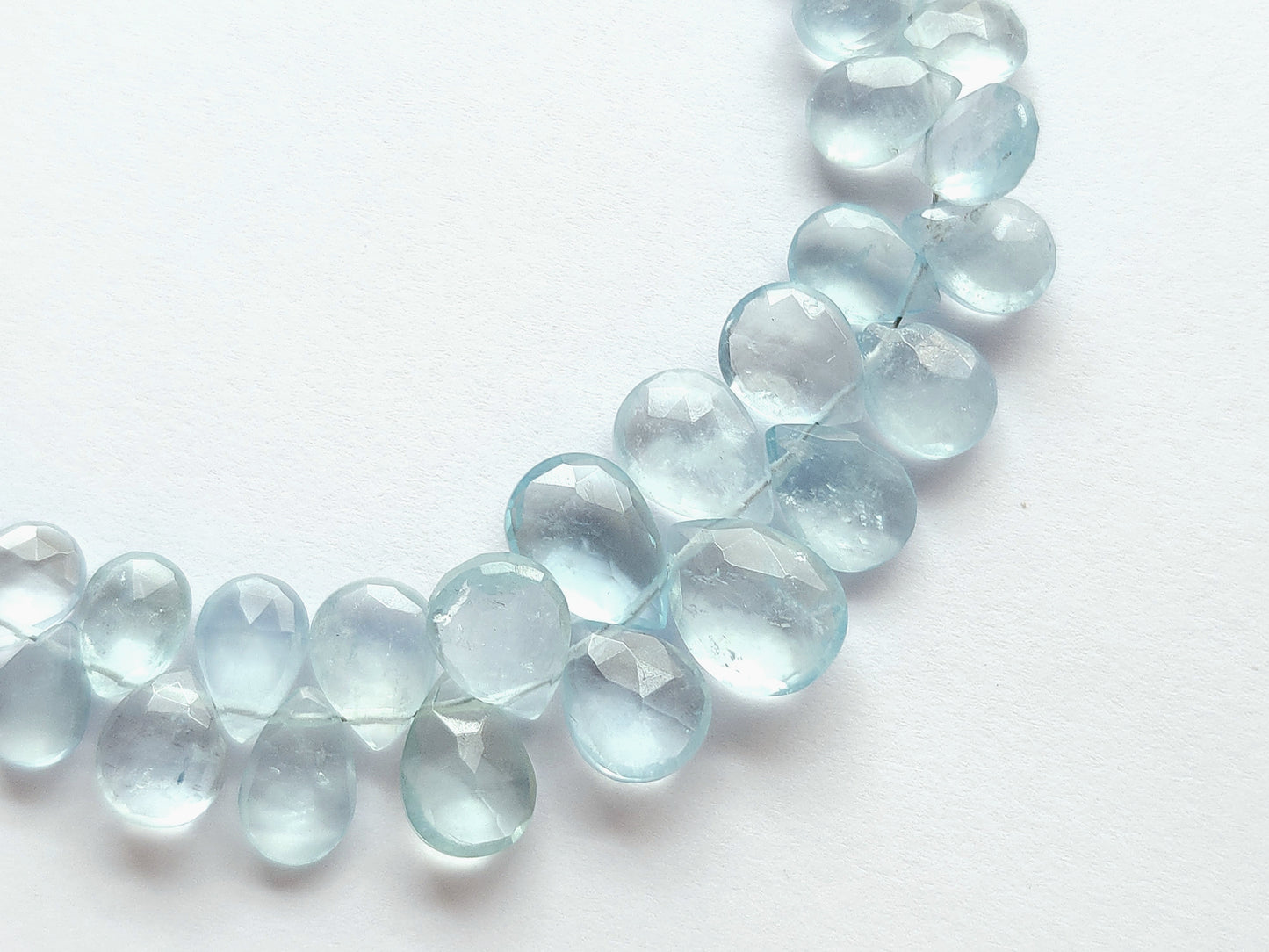 Natural Aquamarine Faceted Pear Briolette Beads