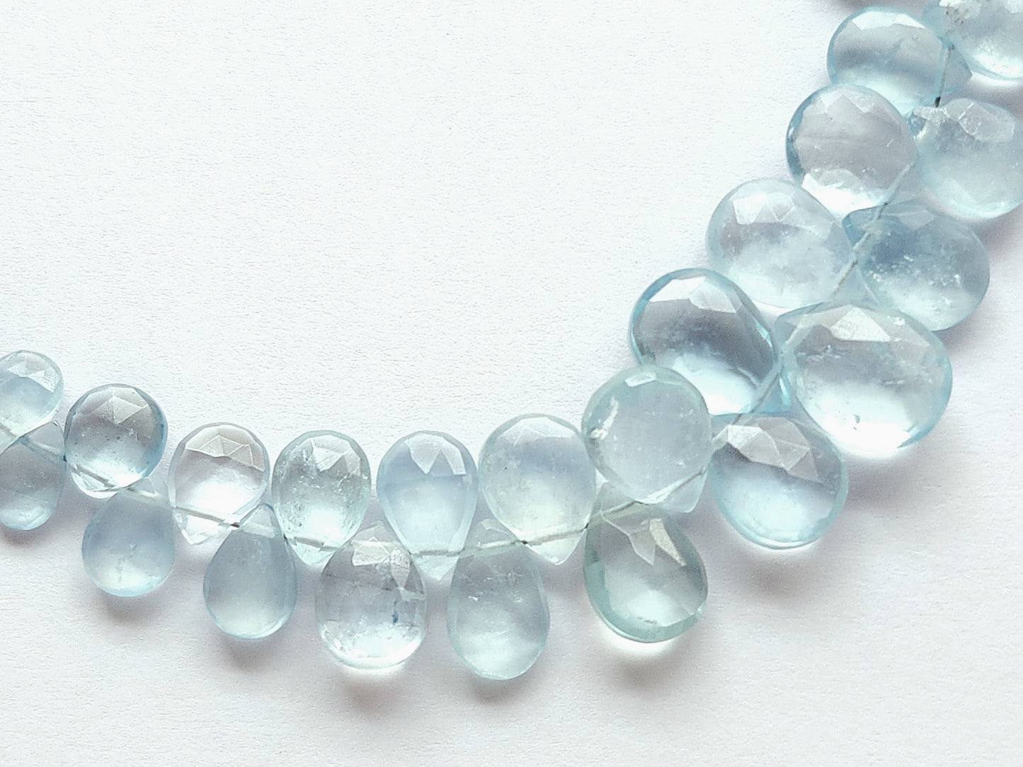 Natural Aquamarine Faceted Pear Briolette Beads