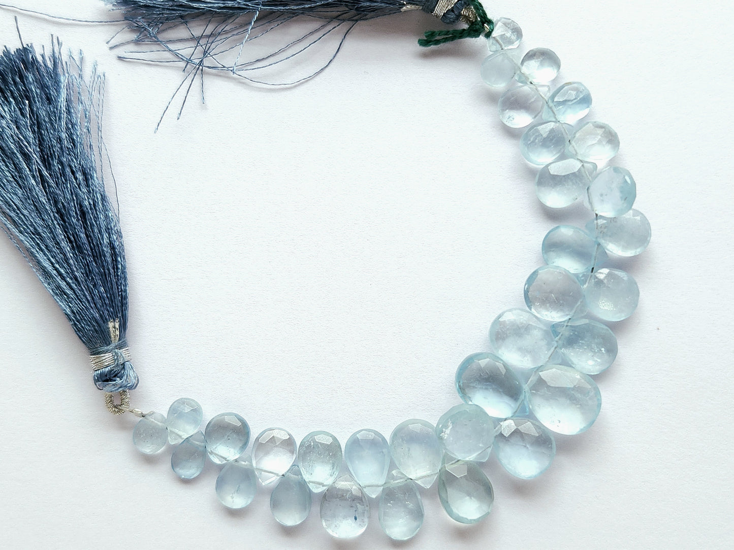 Natural Aquamarine Faceted Pear Briolette Beads