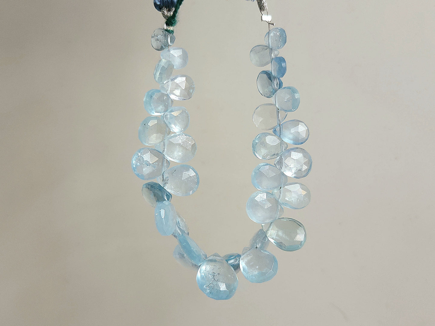 Natural Aquamarine Faceted Pear Briolette Beads