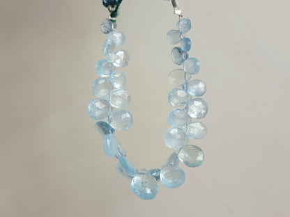 Natural Aquamarine Faceted Pear Briolette Beads