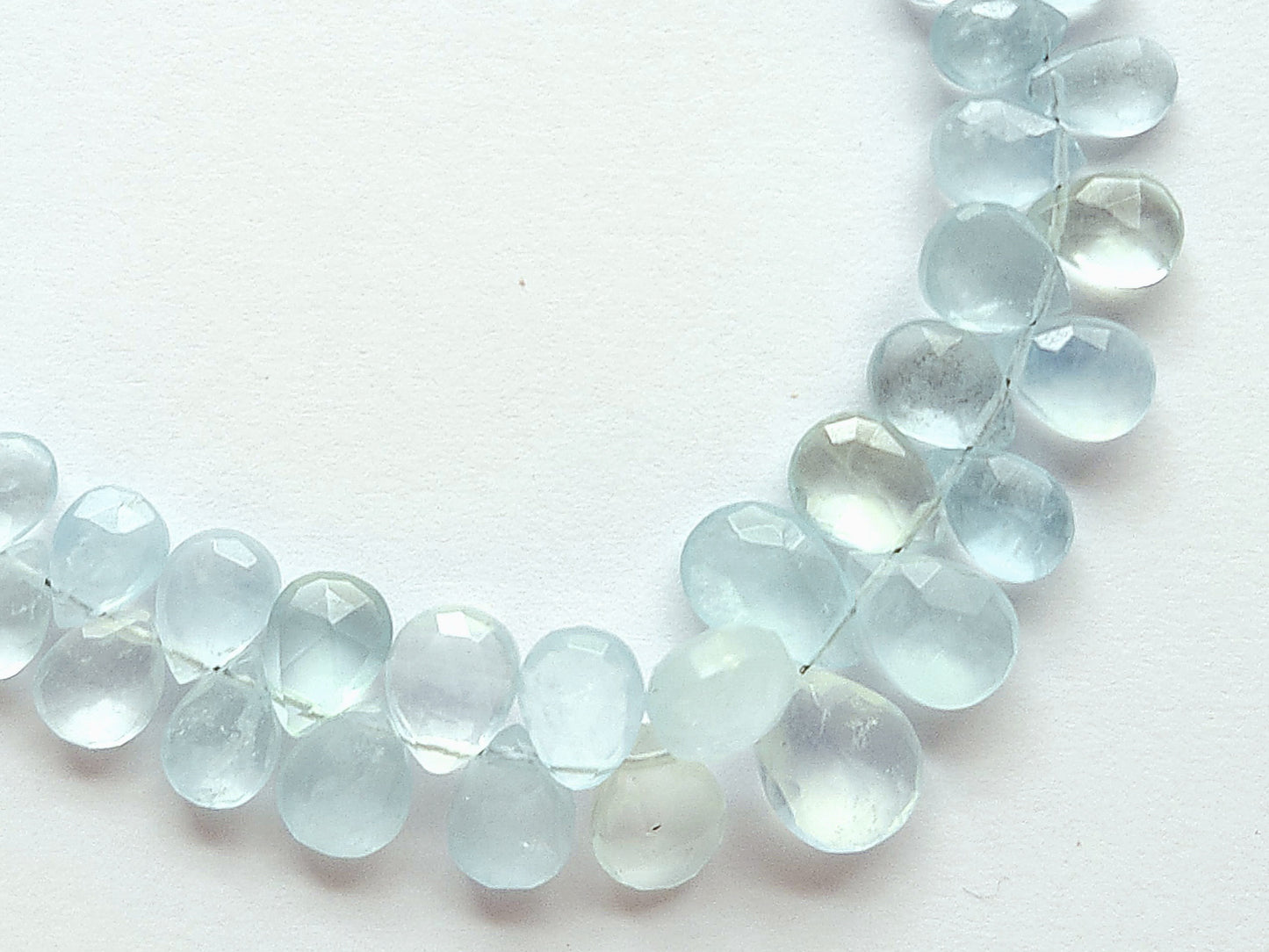 Natural Aquamarine Faceted Pear Briolette Beads