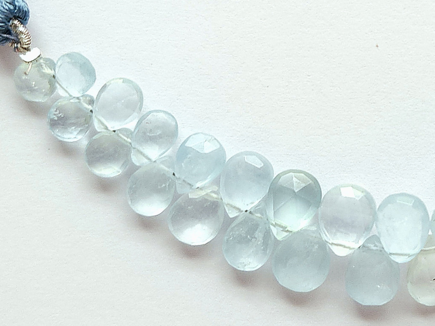 Natural Aquamarine Faceted Pear Briolette Beads